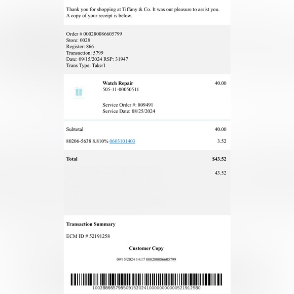 Tiffany and Co ladies watch with original leather strap - Picture 6 of 9